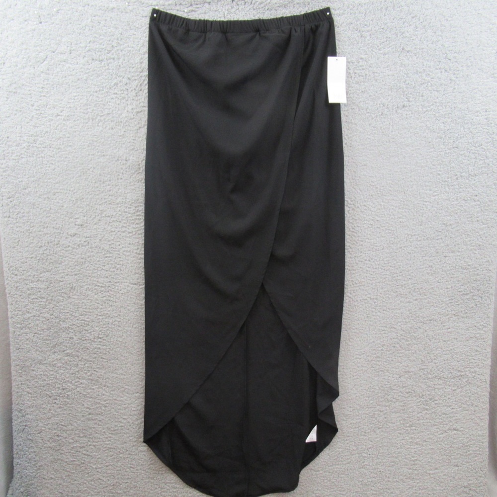 Tobi Womens Skirt Medium Black Maxi Hi Low Lightweight Wrap Elastic Waist Long